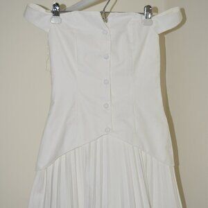 PepperMayo Off White Dress - Size 2 - Twisted Skies Off Shoulder Mini Dress